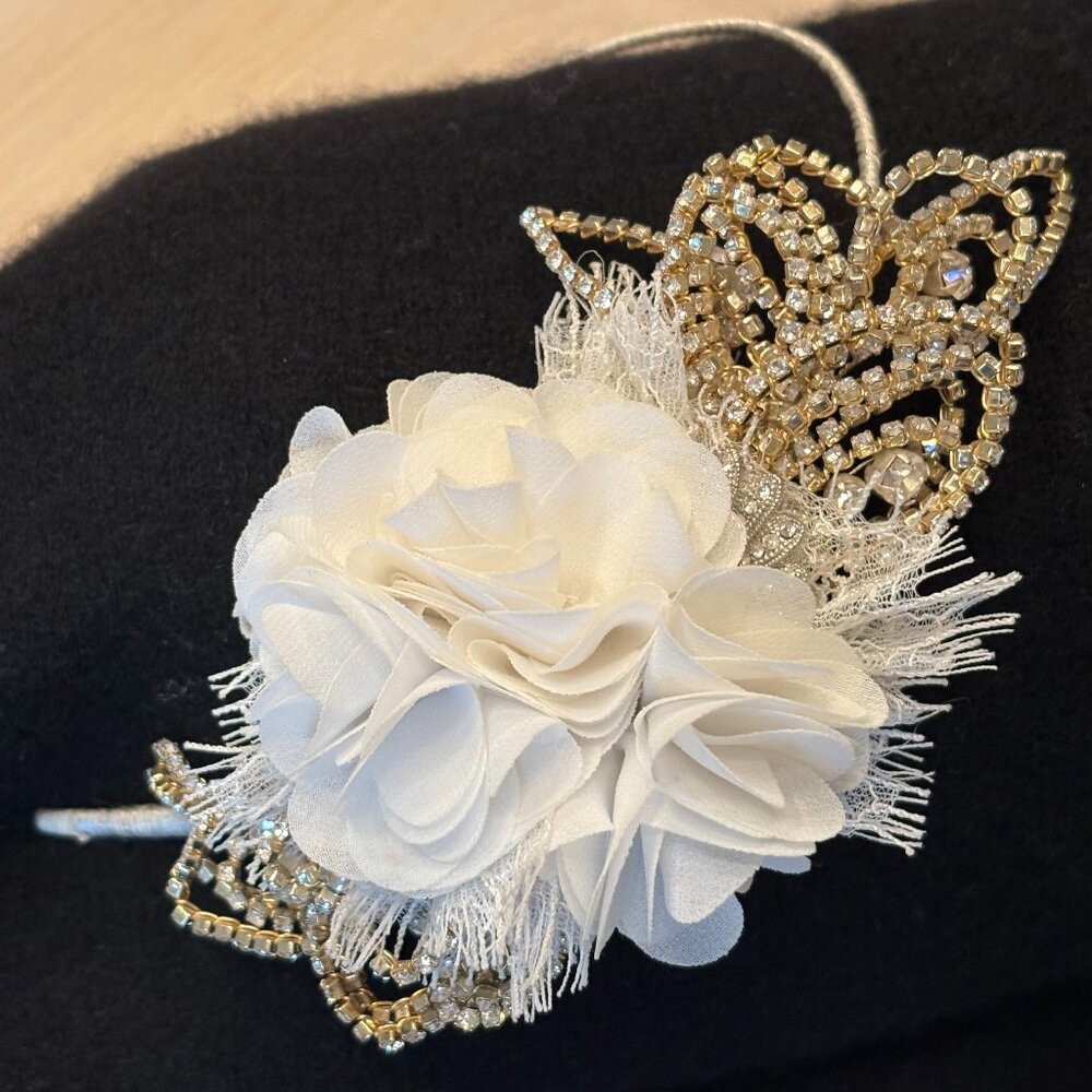 HEADBAND_Silk Flower, Swarovski Crystal Spray Wire Headband 45.00